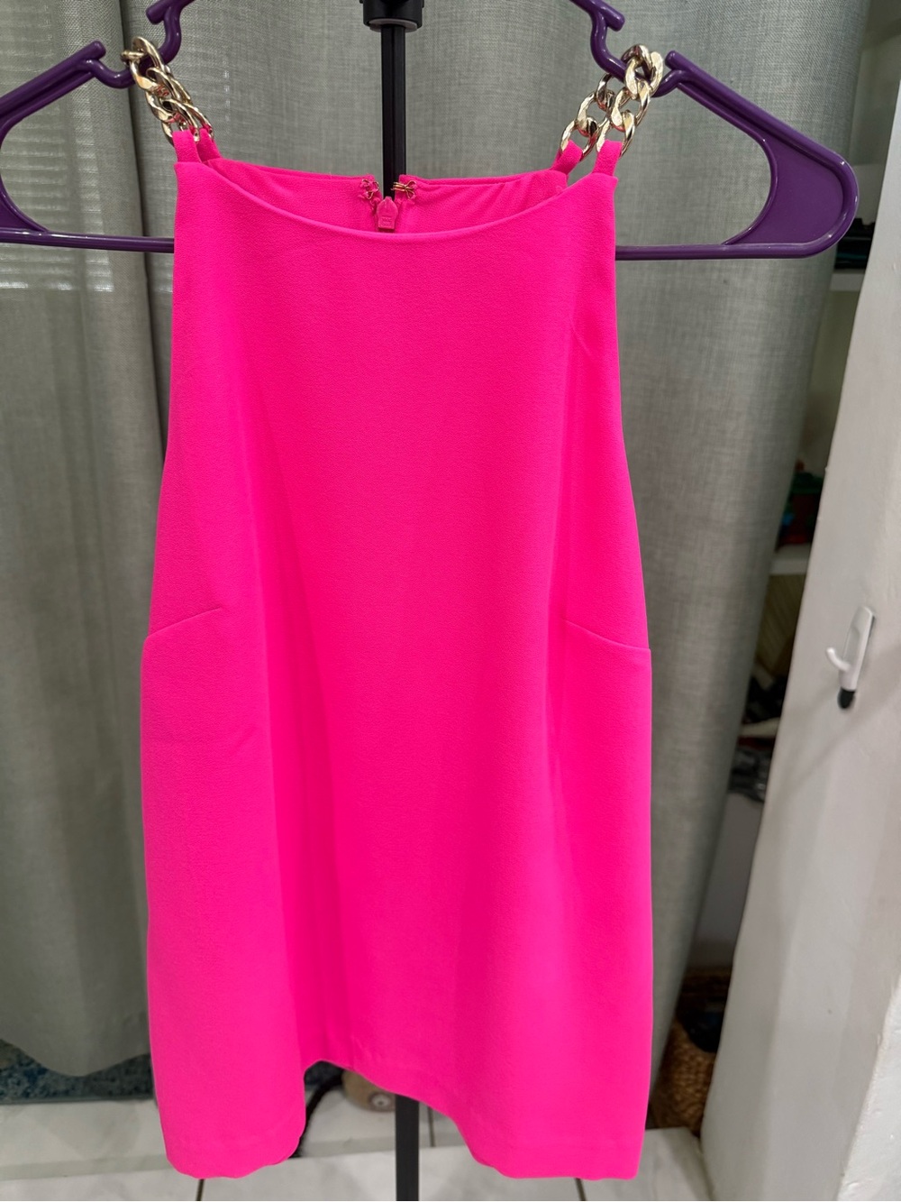 Lilly Pulitzer Neon Hot Pink Top with Gold Chain Straps